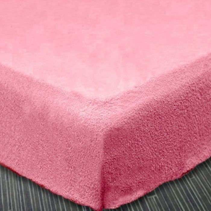 Frotinė paklodė su guma Premium, rožinė, 140x200 cm||TavoSapnas