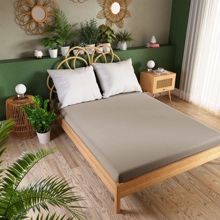 Frotinė paklodė su guma Premium Plus, rusva, 160x200 cm||TavoSapnas