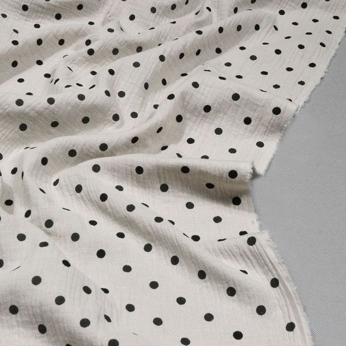 Double gauze muslinas Dots, likutis 0.70x1.35m||TavoSapnas