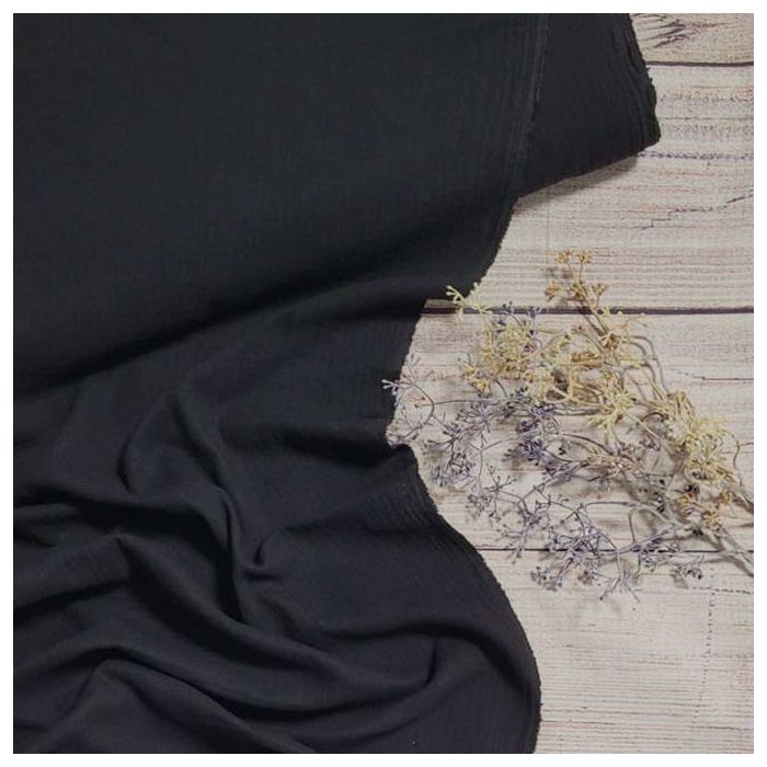 Double gauze muslinas juodas (100 cm pločio)||TavoSapnas