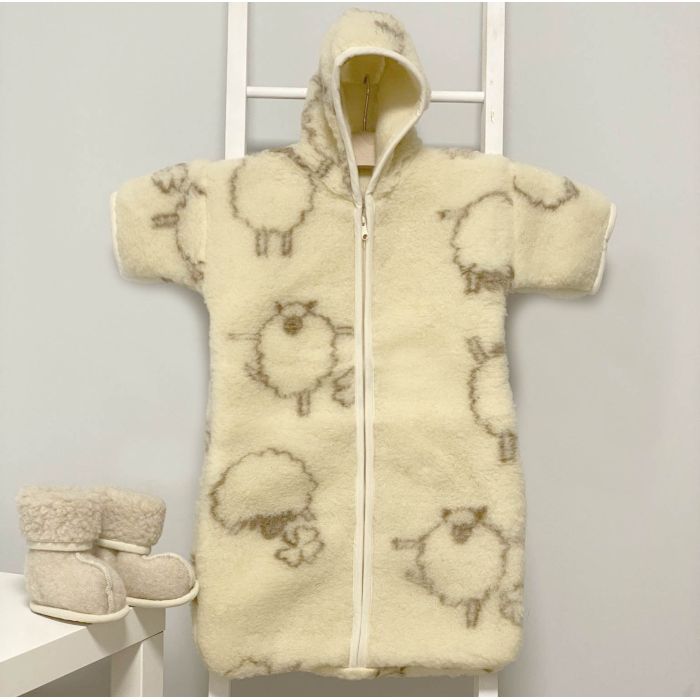 Merino vilnos miegmaišis su rankovėmis Avytės, 76 cm||TavoSapnas