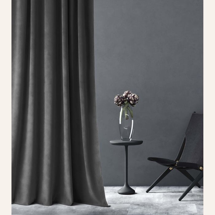 Matuojama veliūrinė užuolaida Dark Grey, aukštis 285 cm||TavoSapnas