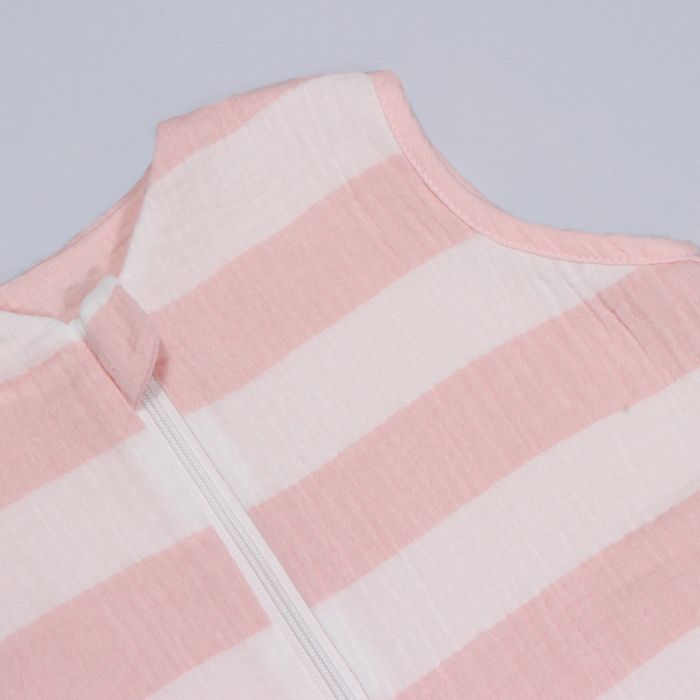 Vasarinis muslino miegmaišis su dvipusiu užtrauktuku Rožiniai dryželiai, 100 cm||TavoSapnas