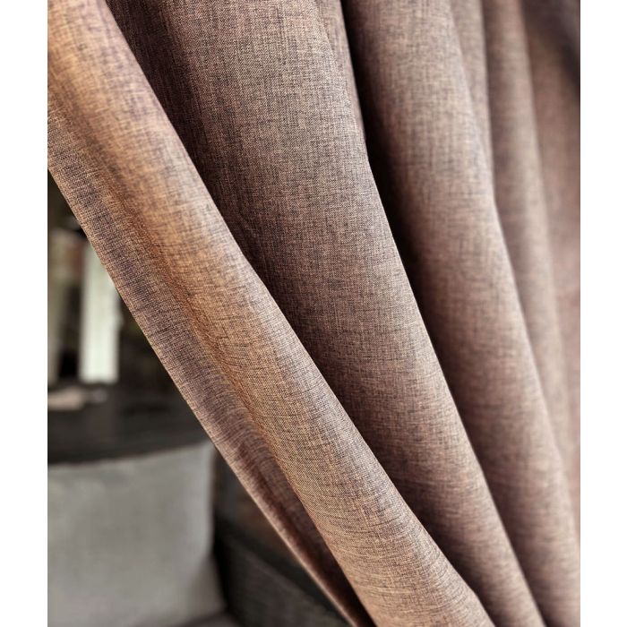 Pasiūta terasos užuolaida Linen Brown su UV apsauga + surišimas||TavoSapnas