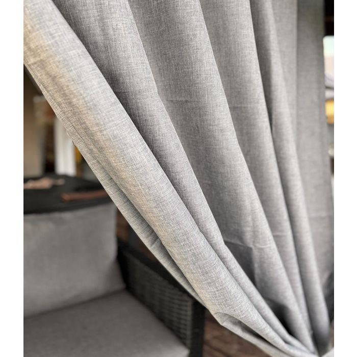 Pasiūta terasos užuolaida Linen Grey su UV apsauga + surišimas||TavoSapnas