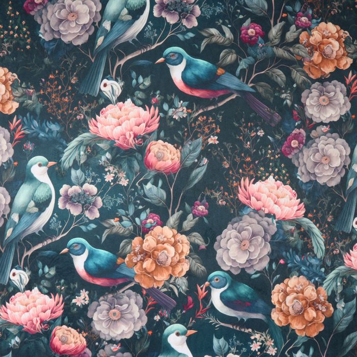 Veliūrinis dekoro audinys Rojaus paukščiai||TavoSapnas