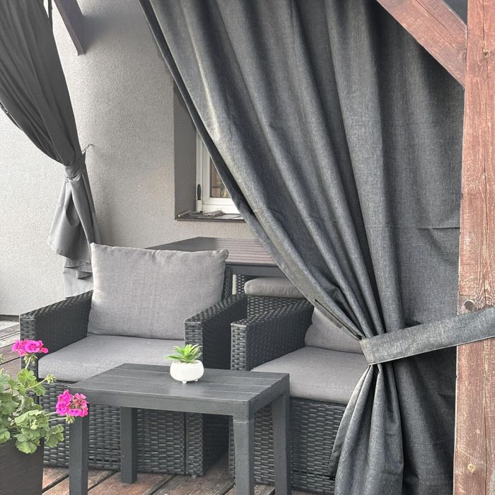 Terasos užuolaidos 150x210 cm - 5 vnt, 175x210 cm - 2 vnt. Su surišimais 7 vnt, vamzdžiui||TavoSapnas