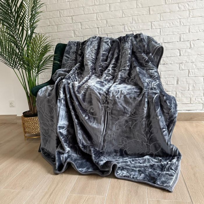 Storas pliušinis pledas Dark Grey, 160x210 cm||TavoSapnas