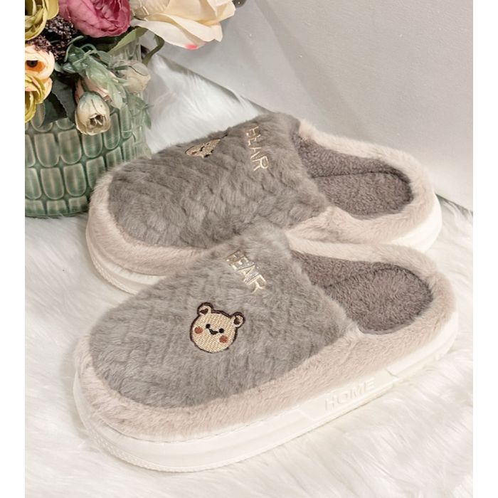 Moteriškos šlepetės su kailiuku Grey Bear, 39-40 dydis||TavoSapnas