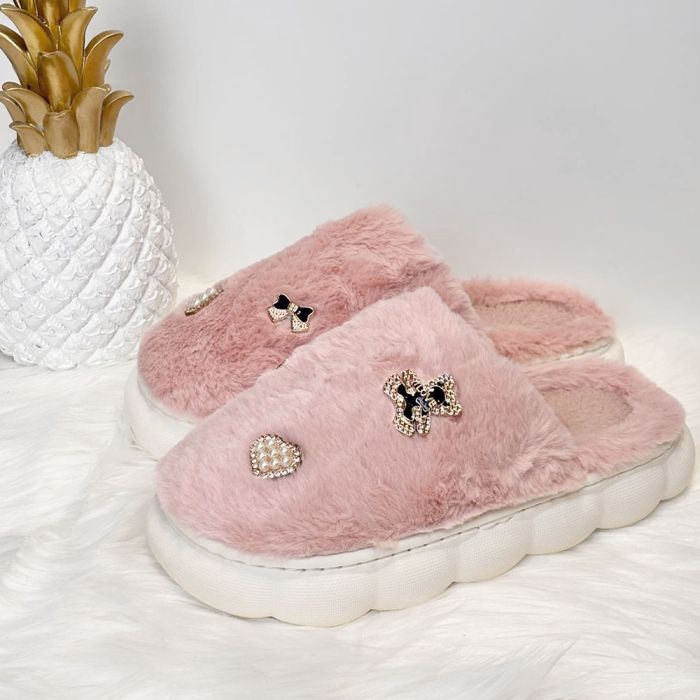 Moteriškos šlepetės su kailiuku Pink Fluffy, 38 dydis||TavoSapnas