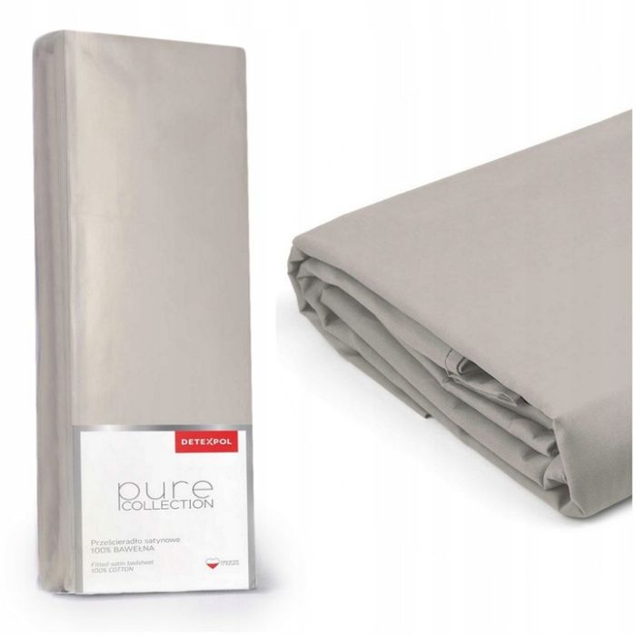 Pure Collection satino paklodė su guma BEIGE, 180x200 cm||TavoSapnas