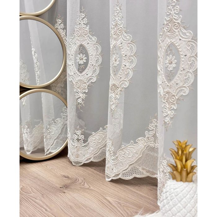 Prabangus dieninės užuolaidos audinys Cream Luxury, aukštis 300 cm||TavoSapnas