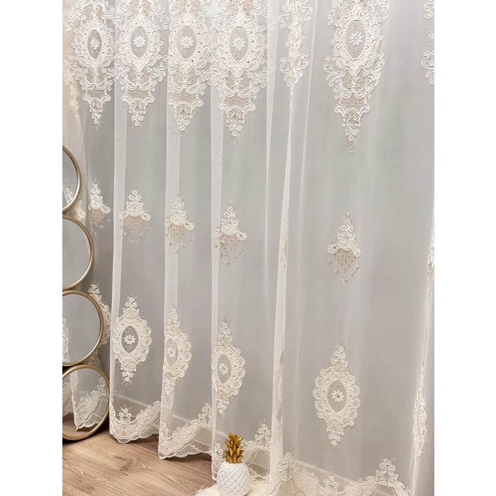 Prabangus dieninės užuolaidos audinys Cream Luxury, aukštis 300 cm||TavoSapnas
