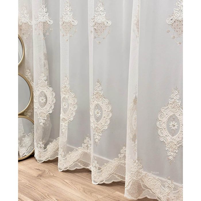 Prabangus dieninės užuolaidos audinys Cream Luxury, aukštis 300 cm||TavoSapnas
