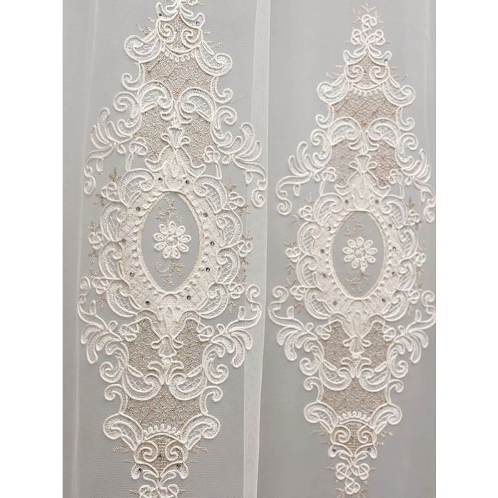 Prabangus dieninės užuolaidos audinys Cream Luxury, aukštis 300 cm||TavoSapnas