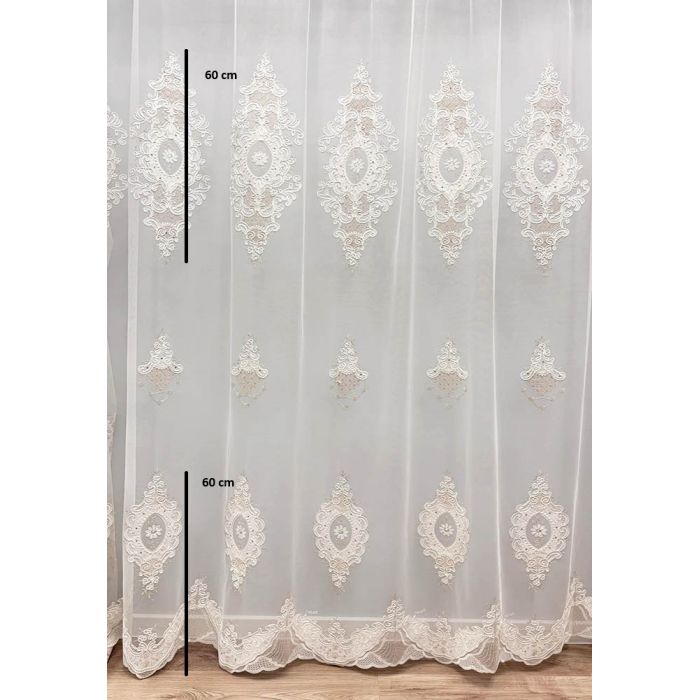 Prabangus dieninės užuolaidos audinys Cream Luxury, aukštis 300 cm||TavoSapnas