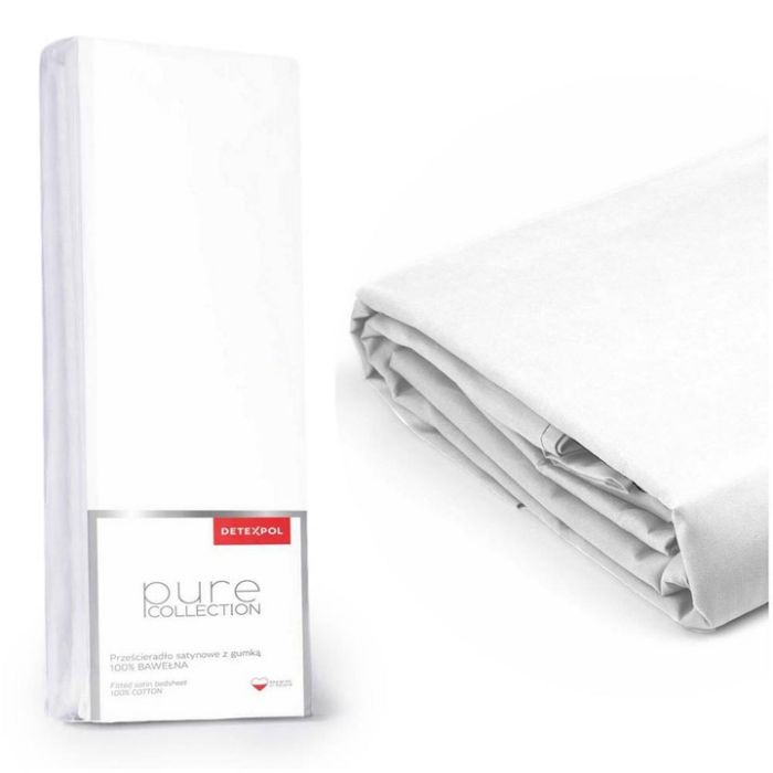 Pure Collection satino paklodė su guma WHITE, 200x220 cm||TavoSapnas