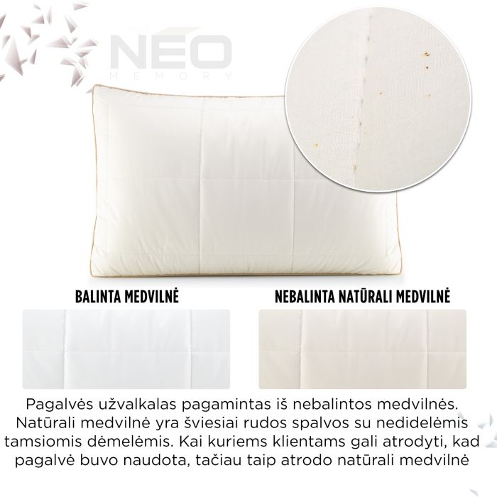 Hibridinė pagalvė NEO Bamboo Memory, 50x70 cm||TavoSapnas