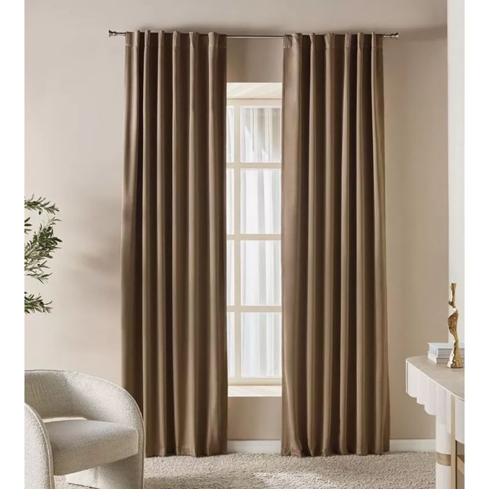 Karališkojo veliūro naktinių užuolaidų komplektas Light Brown||TavoSapnas