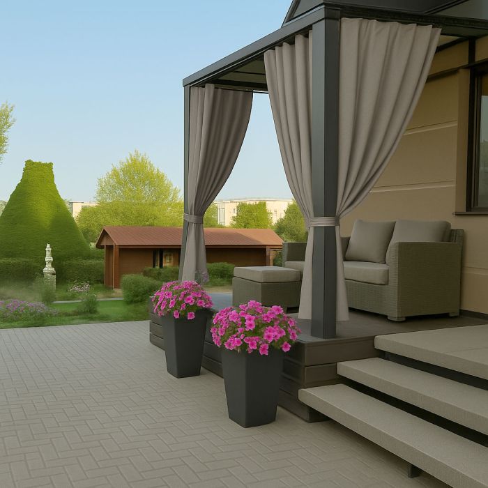 Terasos užuolaida Monte Karlo Taupe su UV apsauga + surišimas||TavoSapnas