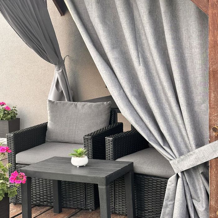 Terasos užuolaida Linen Grey su UV apsauga + surišimas||TavoSapnas