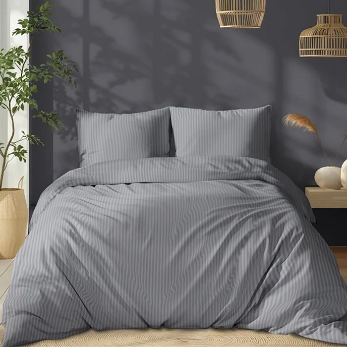 Siuvama Pure Collection damasko medvilnės patalynė Grey, 200x220 cm||TavoSapnas