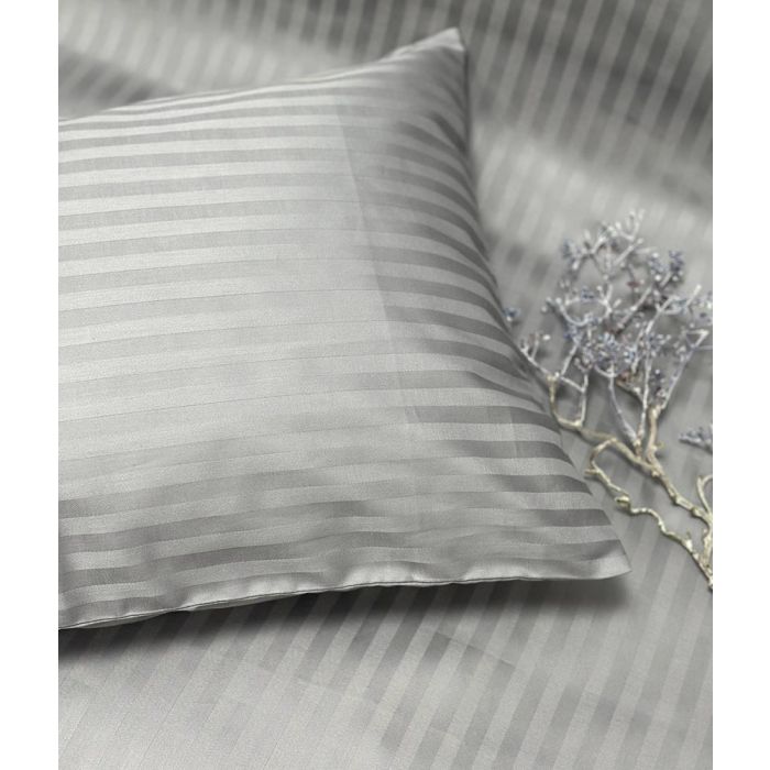 Juostuoto satino pagalvės užvalkalas Grey, 40x60 cm||TavoSapnas