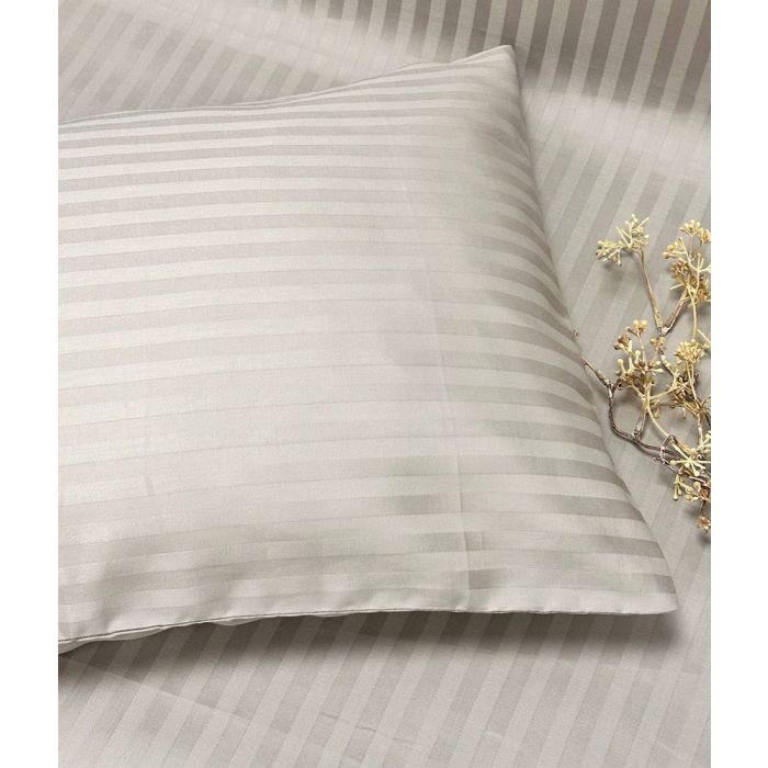 Juostuoto satino pagalvės užvalkalas Beige, 50x70 cm||TavoSapnas