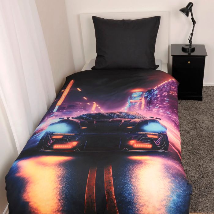 Patalynės komplektas Neon Car, 140x200, 70x90 cm||TavoSapnas