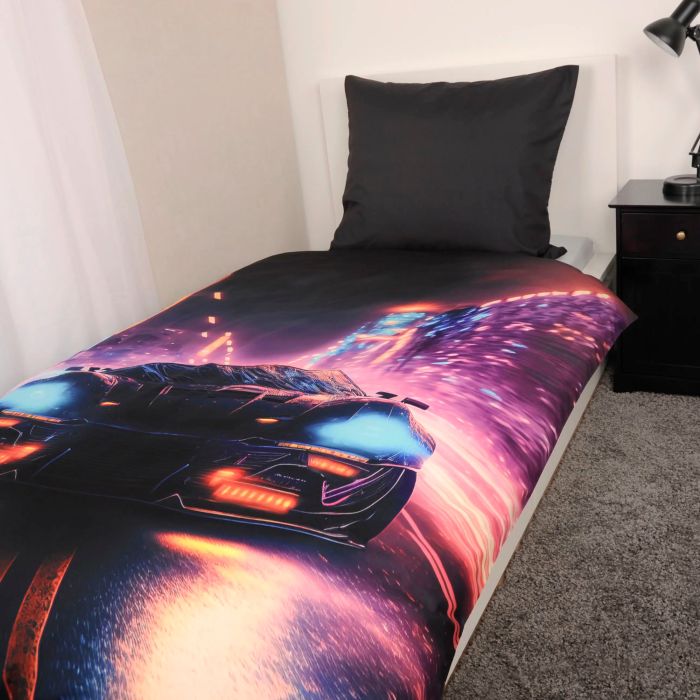 Patalynės komplektas Neon Car, 140x200, 70x90 cm||TavoSapnas