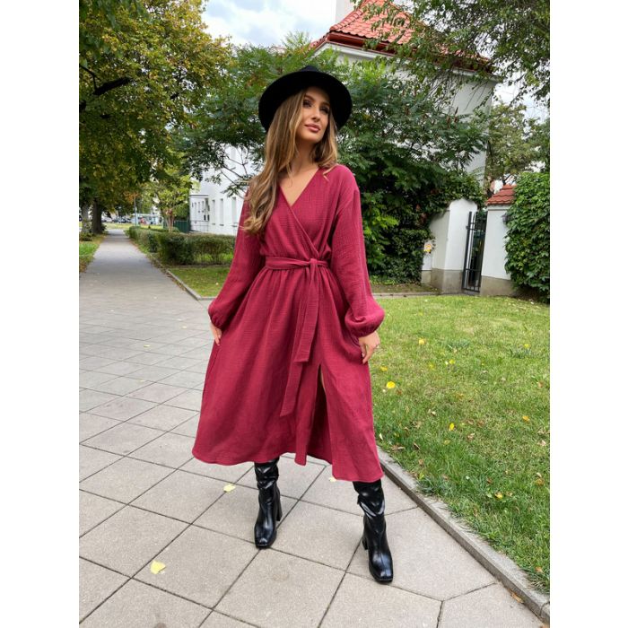 Double gauze muslinas neryškus bordo, likutis 1.10x1.35m||TavoSapnas