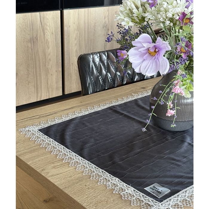 Veliūrinis stalo takelis Grey Luxury, 55x130 cm||TavoSapnas