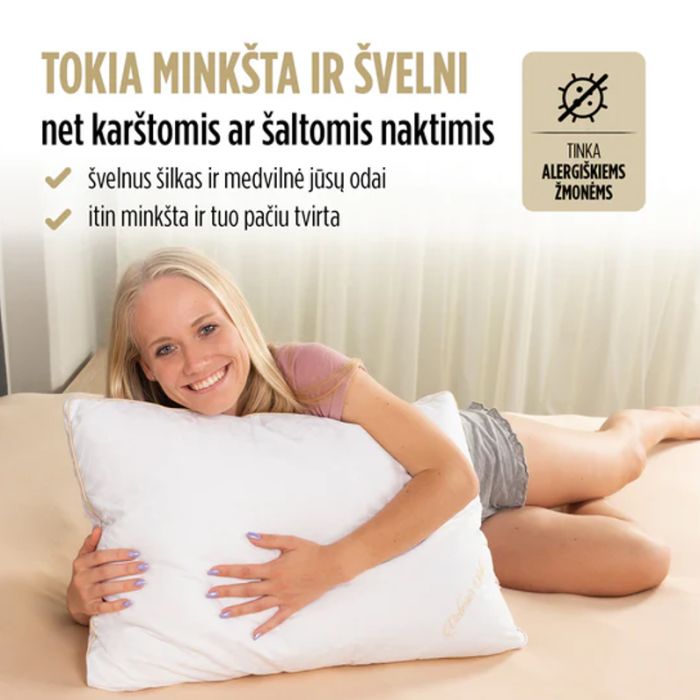 Klasikinė šilko pagalvė Victoria's Silk, 50x70 cm||TavoSapnas
