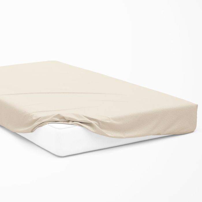 Trikotažinė paklodė su guma, smėlio, 200x220 cm||TavoSapnas