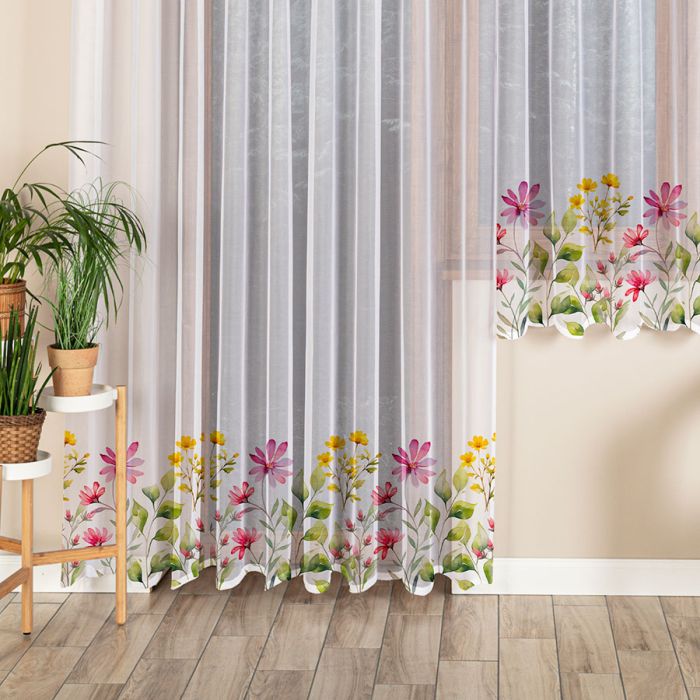 Siuvama žakardinė užuolaida Colourful flowers||TavoSapnas