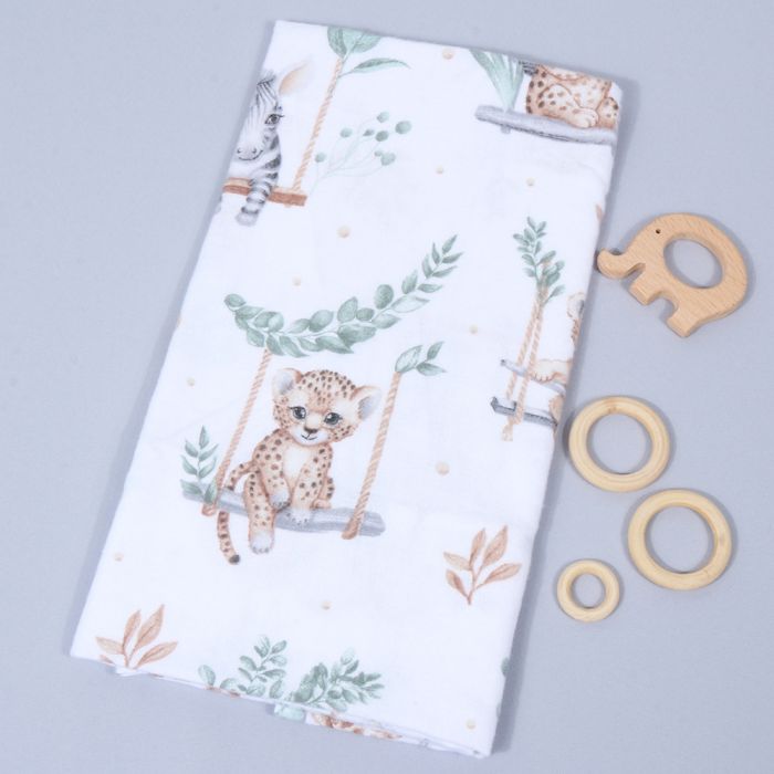 Flanelinis vystyklas Mini Zoo, 65x75 cm||TavoSapnas