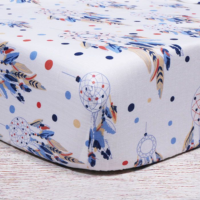 Medvilninė paklodė su guma Sapnų gaudyklė, 60x120 cm||TavoSapnas