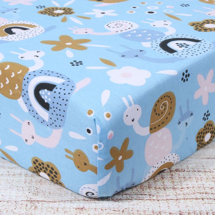 Medvilninė paklodė su guma Sraigutės, 70x140 cm||TavoSapnas