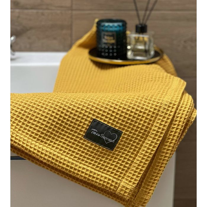 Medvilninis vaflinis rankšluostis Ciberžolė, 70x140 cm||TavoSapnas