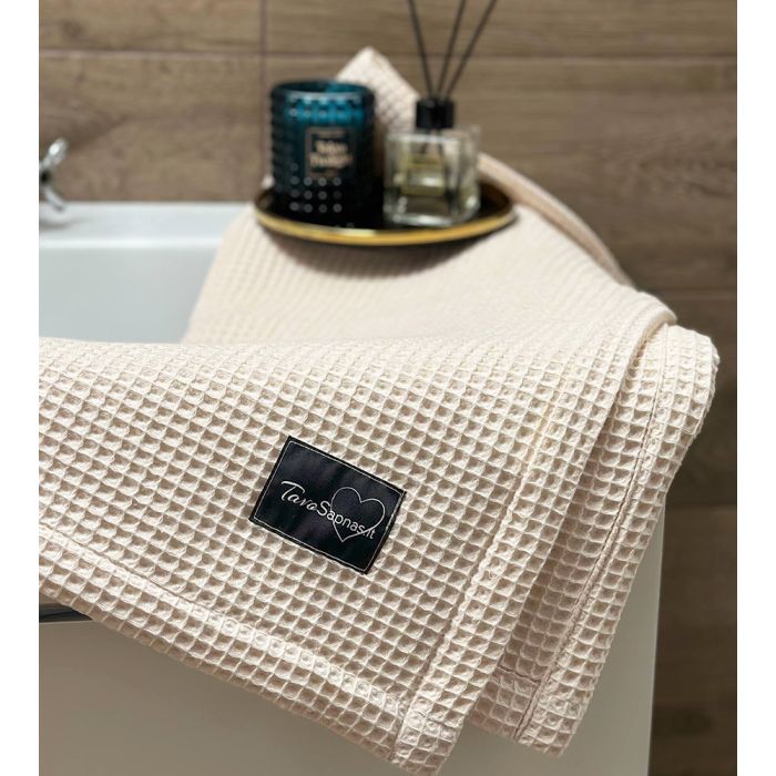 Medvilninis vaflinis rankšluostis Kremas, 70x140 cm||TavoSapnas