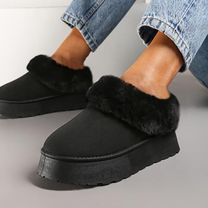 Šiltos moteriškos šlepetės su kailiuku Black, 36 dydis||TavoSapnas