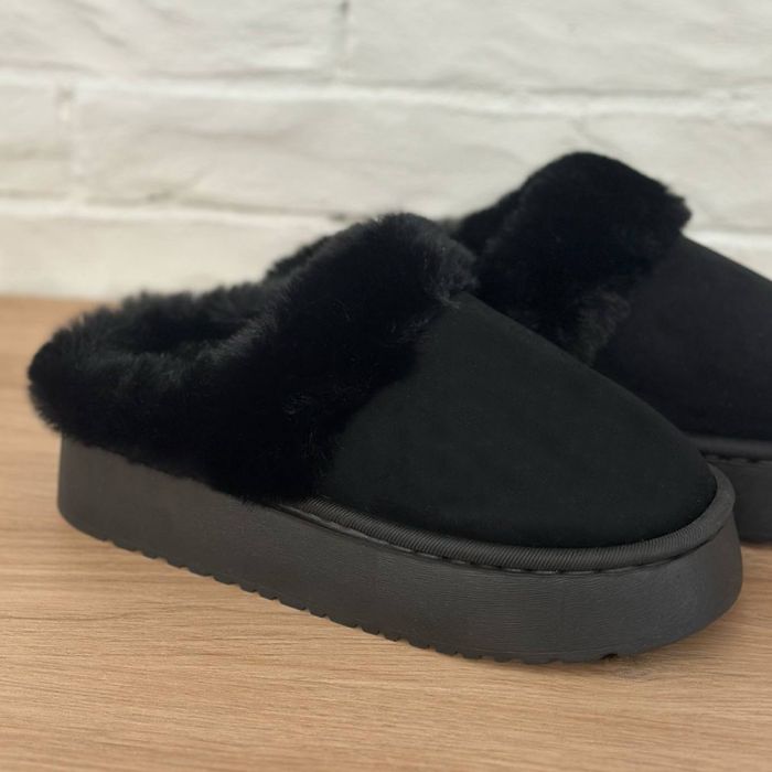 Šiltos moteriškos šlepetės su kailiuku Black, 36 dydis||TavoSapnas
