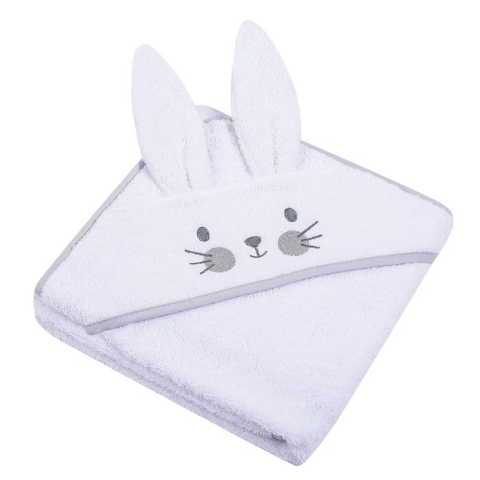 Rankšluostis su gobtuvu White Bunny, 100x100 cm||TavoSapnas