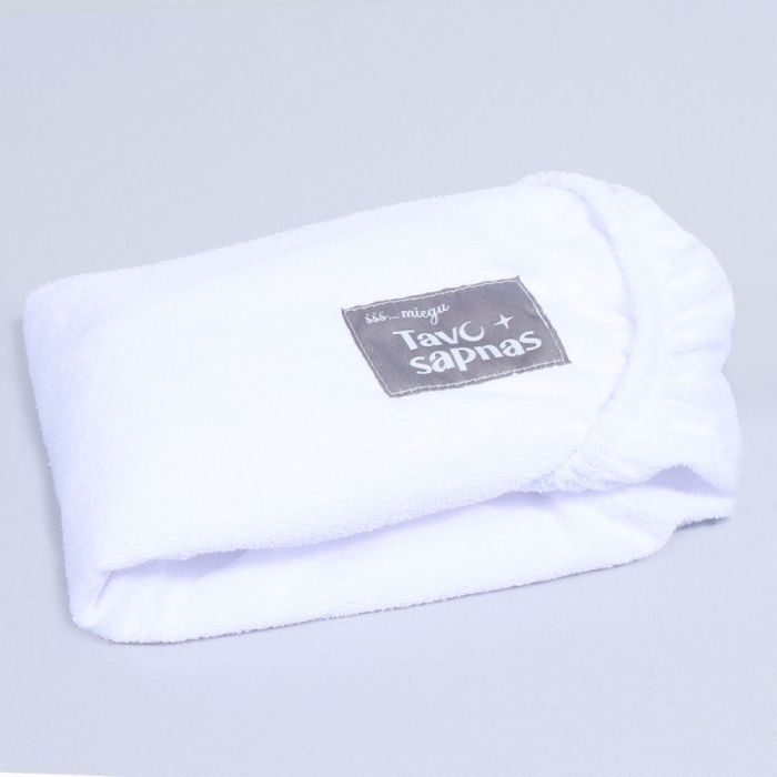 Neperšlampama frotinė paklodė su guma Balta, 140x200 cm||TavoSapnas