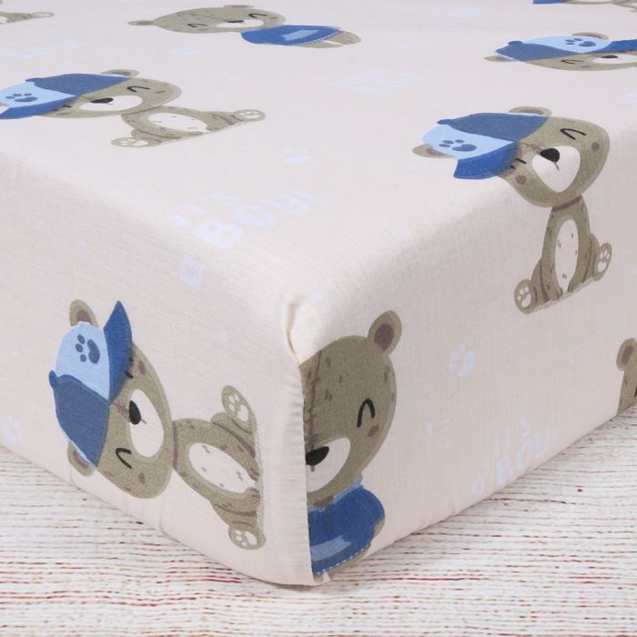 Medvilninė paklodė su guma Little Bear, 80x160 cm||TavoSapnas