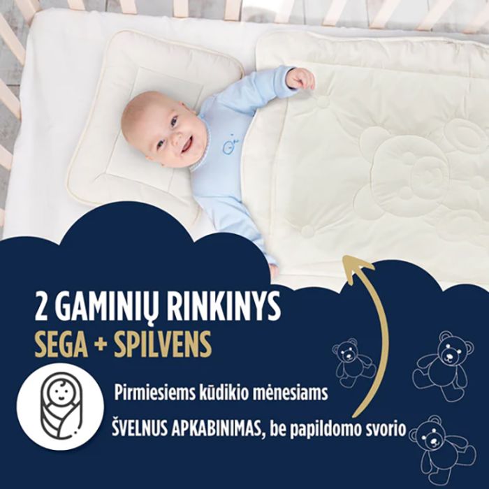 Antklodė ir pagalvė My First Duvet and Pillow su bambuku, 100x140, 40x60 cm||TavoSapnas