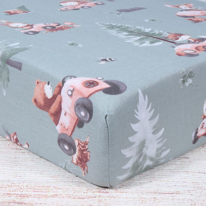 Medvilninė paklodė su guma Lenktynės, 60x120 cm||TavoSapnas