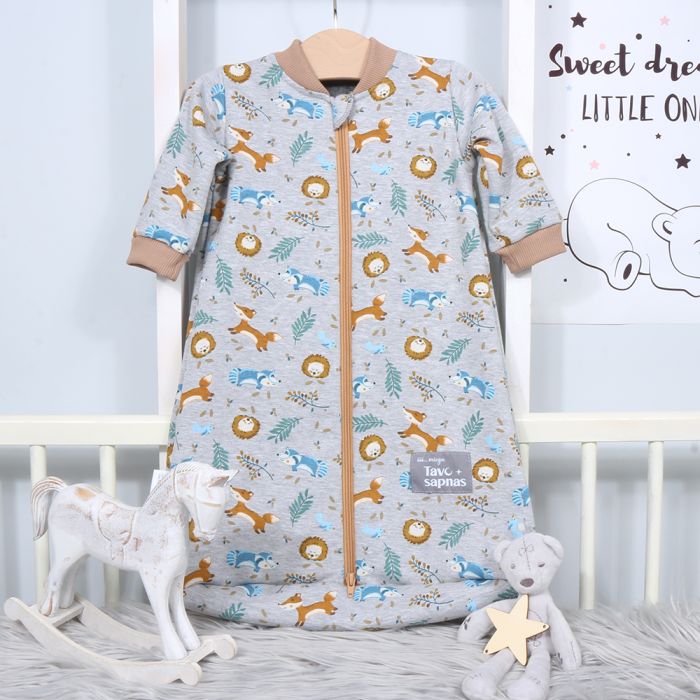 Pašiltintas trikotažinis miegmaišis su rankovėmis Forest, 55 cm||TavoSapnas