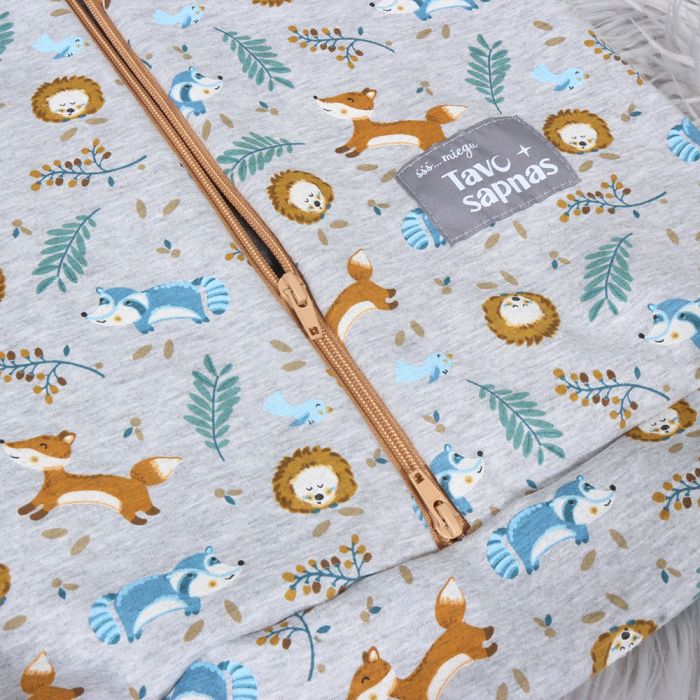 Pašiltintas trikotažinis miegmaišis su rankovėmis Forest, 55 cm||TavoSapnas