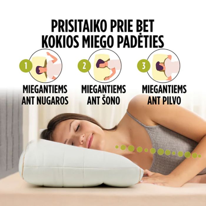 Anatominė pagalvė Bamboo su bambuko pluoštu, 50x70 cm||TavoSapnas